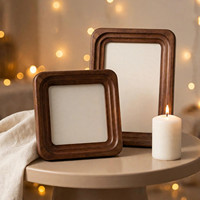 Set Bingkai Foto Klasik Ramah Lingkungan Kayu Walnut Paradise Craft 4 Bingkai Persegi Panjang Minimalis Vertikal Dapat Dipasang di Dinding