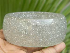Handcrafted Silver Glitter Resin Bangle Wide Acrylic <b>Stacking</b> - Product Image 4