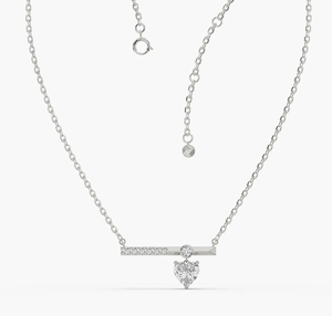 Pendentif cœur en diamant de culture dans un collier en or 14 carats pour femme - Product Image 2