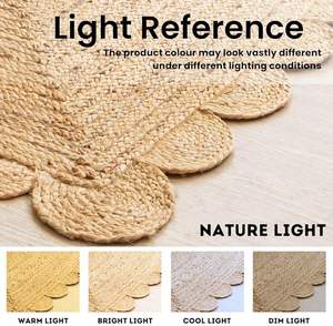 Tapis d'intérieur en jute tressé à la main - Tapis rustiques à bords festonnés pour la décoration bohème de la maison et du salon - Product Image 4