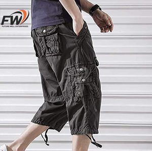 Pantalones Cortos Cargo de Alta Calidad para Hombre, Antiarrugas, con Bolsillos Laterales, Cintura Elástica, Transpirables, en Venta - Product Image 2