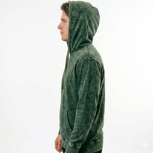New Winter Casual Solid Digital Printing Acid Wash 100% Cotton Customized <b>Men</b> Zipper-Up Fleece Hoodies Wholesale Prices - Product Image 1