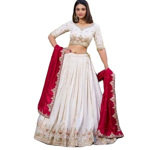 ชุดเดรสผ้าไหมโพลีเอสเตอร์ปักลายดอกไม้สำหรับผู้ใหญ่ชุดอินเดียปากีสถาน - Product Image 1