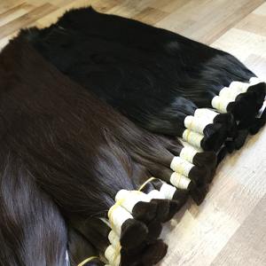 Vente en gros russe européen soyeux raides extensions de cheveux en vrac 100% cheveux humains bruts non transformés noir et marron - Product Image 3