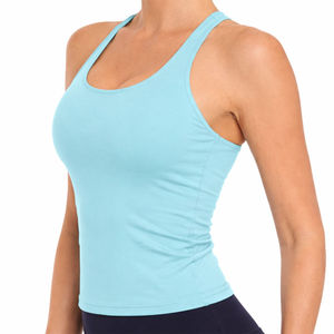 Camiseta sin mangas personalizada para mujer, de secado rápido, transpirable, con logo frontal, chaleco deportivo elástico de color sólido para gimnasio, yoga y running - Product Image 3