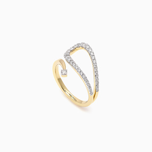 Round Cut Lab Grown Diamond Open Wrap Ring Double <b>Row</b> Pave Diamond 10K 14K 18K Gold 925 935 Silver Custom Fine Jewelry - Product Image 3