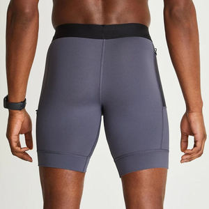Shorts de compression pour hommes, taille mi-haute, avec cordon de serrage, séchage rapide, style sportif, avec poches, gris, en Spandex et Polyester - Product Image 2