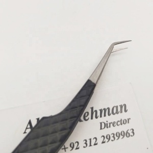 Pinzas de pestañas de acero inoxidable de belleza puntiaguda profesional al mejor precio al por mayor pinzas de pestañas opacas negras plateadas de alta calidad - Product Image 3