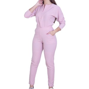 Wholesale Custom Private Logo Heat-Transfer Printed Anti-Wrinkle Woven <b>Scrub</b> Sets Polyester/Rayon/Spandex Long Sleeve Uniform - Product Image 6