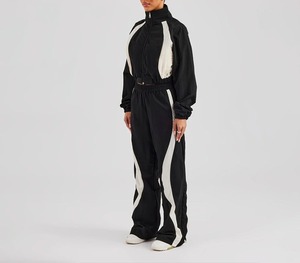 Custom Women's Windbreaker Jacket <b>Jogger</b> Two Piece Zipper Polyester <b>Nylon</b> Tracksuit Set - Product Image 4