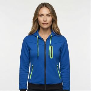 Sudadera de bloque de color personalizada para mujer, ropa de calle, Jersey de algodón de peso pesado con media cremallera, sudaderas con capucha para mujer, algodón - Product Image 1