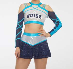 Uniformes de animadora de alta calidad al por mayor para mujer, con pedrería, trajes de baile verdes para niñas escolares - Product Image 3