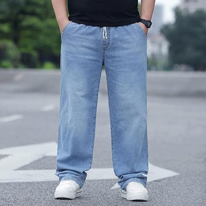 Jeans Holgados de Talla Grande para Hombre – Pantalones Vaqueros Elásticos con Cordón Ajustable, Corte Recto y Holgado - Product Image 4