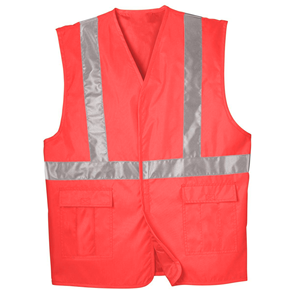 Chaleco de Seguridad de Alta Visibilidad Rojo Reflectante Unisex Ropa de Trabajo Material de Poliéster - Product Image 1