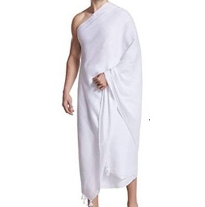 Thobe blanc en coton pour homme, robe de prière longue jusqu'aux chevilles, sans manches, style Moyen-Orient, respirant, coupe ample, Ihram modeste - Product Image 1