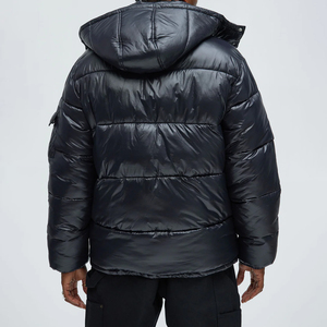 Chaqueta de Plumón de Diseñador para Hombre, con Capucha, Estilo Oversize, para Invierno, con Cierre Frontal, Negra, OEM, Ecológica - Product Image 2