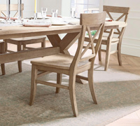Chaise de salle à manger en bois de style farmhouse moderne avec dossier en X et pieds en bois massif pour la maison