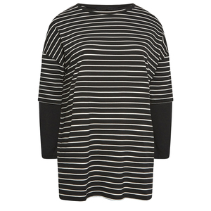 Ladies Double Sleeve T Shirt 2 In 1 Layered Design Cotton Casual Oversized Women Fashion Streetwear <b>Tops</b> Supplier - Product Image 6