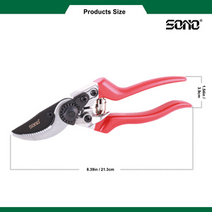 Tijeras de Podar Industriales SONO G739, Mango con Agarre Suave Rojo, Hoja de Acero al Carbono, Borde Liso, Tijeras de Jardín Multiusos - Product Image 4