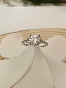 Bague en diamant de laboratoire taille coussin certifiée IGI, plaqué or 14 carats, bijoux de luxe pour femme, pour mariage ou anniversaire, diamants synthétiques - Product Image 4