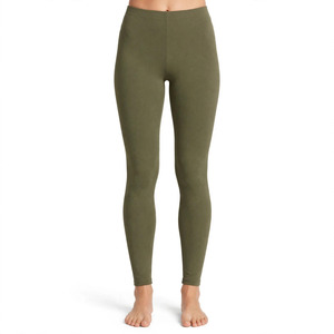Women's Custom Color High Waist Olive Green Full Length <b>Leggings</b> <b>Seamless</b> Knitted Stretch Polyester Casual Solid Color All - Product Image 1