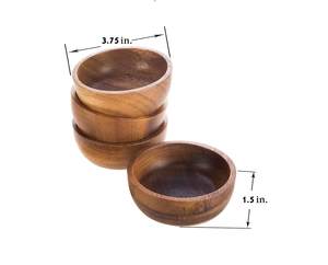 Mini tazón redondo de madera de acacia, tamaño pequeño, para condimentos, salsas, frutos secos, dulces y frutas, suministro al por mayor para exportación. - Product Image 3