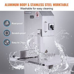 Segaossa Elettrica Commerciale 2200W in Acciaio Inossidabile, Macchina per Tagliare Ossa da Banco 47x53 cm, Affettatrice per Carne con Taglio da 0-18 cm - Product Image 5