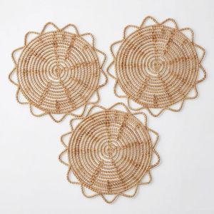 Sous-plats en rotin en forme de fleur, prix abordable, vente en gros, décoration rustique pour table de dîner, tissés à la main, pour mariage et fête - Product Image 2