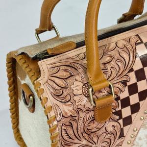 Sac de sport léger et imperméable en cuir véritable marron et blanc, fourrure, fait main, style mini Speedy, tendance 2026 - Product Image 5