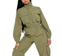 Ensemble coupe-vent imperméable à capuche pour femme, grande taille, 2 pièces, imprimé uni, chaud pour l'hiver, écologique, confortable, style urbain