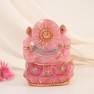 Estatua de Ganesha Tallada a Mano en Cuarzo Rosa Natural, Ídolo de Cristal Pintado a Mano, Decoración para el Hogar, Regalo, Proveedor Mayorista OEM ODM - Product Image 4