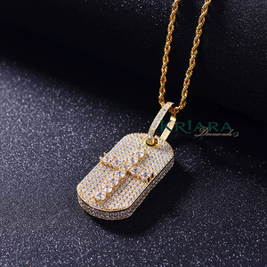 Pendentif en argent 925 plaqué or avec croix en cristal de diamant de laboratoire, style hip-hop, unisexe, pour tous les jours - Product Image 3