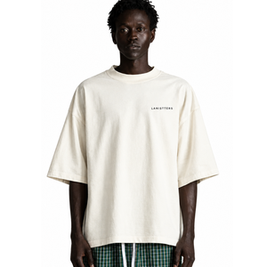 T-shirt Homme Oversize Col Rond Manches Courtes Évasées Coupe Boxy Minimaliste Streetwear Personnalisé Vente en Gros Coton OEM - Product Image 1