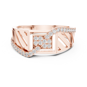 Anillo de Diamantes Cultivados en Laboratorio para Hombre DYNASTY WAVE, Oro Rosa de 18 Quilates con Baño de Rodio, Estilo Minimalista, para Boda, Compromiso, Regalo, Uso Diario - Product Image 1