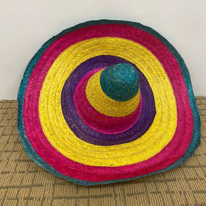 หมวกสานทรงซอมเบรโรสไตล์วินเทจจากเม็กซิโก ลายทางพร้อมโลโก้ เหมาะสำหรับงานปาร์ตี้ งานแต่งงาน ใช้ในชีวิตประจำวัน ฤดูร้อน ชายหาด กิจกรรมกลางแจ้ง สำหรับทุกเพศ - Product Image 1