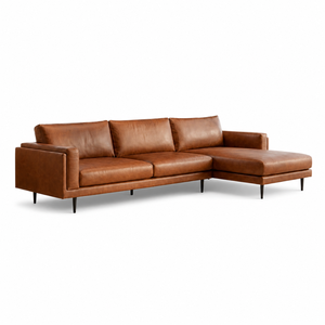 Canapé sectionnel classique en cuir avec chaise longue pour collection de meubles de salon de villa et d'hôtel - Product Image 1