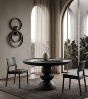Table à manger ronde en bois massif noir, meubles de salle à manger modernes, taille personnalisée, fabrication artisanale, durable, extensible
