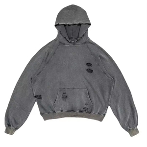 Hoodies à fermeture éclair sur mesure, service OEM, pour l'hiver, coupe oversize, grammage lourd, couleur unie, effet délavé à l'acide, vieilli et décoloré par le soleil - Product Image 6