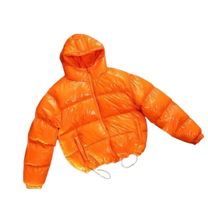 OEM High Quality Shiny Nylon Puffer <b>Jacket</b> Custom Logo Windbreaker <b>Jacket</b> Hooded Heavyweight Winter Puffer <b>Jacket</b> - Product Image 3