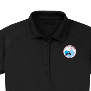 Polo de malla negra para mujer, que absorbe la humedad, con cresta bordada, manga corta, con cuello, para golf y deportes de alto rendimiento - Product Image 3