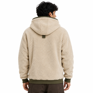 Sweat-shirt décontracté personnalisé en molleton Sherpa épais avec demi-fermeture éclair, poche avant et broderie pour homme, en coton polaire, B2B USA - Product Image 2