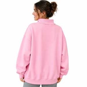 Sweat-shirt surdimensionné à col montant pour femme, en molleton de coton écologique, à pois, avec broderie personnalisée, qualité supérieure - Product Image 2