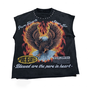 Women Sleeveless T Shirt 180 GSM Premium Cotton <b>Red</b> Graphic Print Studded Neck Custom Screen Print Logo Women's Cotton shirts - Product Image 2