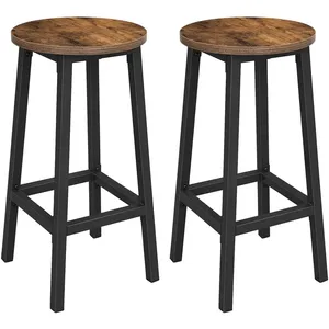 Repose-pieds rond rustique personnalisé minimaliste <span class=keywords><strong>tabouret</strong></span> <span class=keywords><strong>de</strong></span> <span class=keywords><strong>bar</strong></span> en bois sans dossier avec cadre en métal - Product Image 1