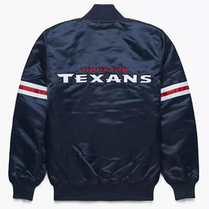 Chaqueta Varsity Personalizada de Satén Azul Marino para Hombre, Chaqueta Bomber con Rayas Rojas en Contraste, Uniforme de Béisbol Letterman al por Mayor, Ropa Deportiva - Product Image 3
