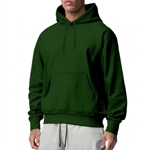 Sudadera con Capucha Azul Marino para Hombre, Corte Holgado, Color Sólido, Forro Polar de Poliéster/Algodón, Antiarrugas, Estilo Casual Urbano, con Bolsillos, para Otoño - Product Image 2