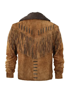Custom Luxury <b>Men</b>’s Fringe Leather <b>Jacket</b> Vintage Western Cowboy <b>Suede</b> Coat with Tassel Design Bulk Order & Private Label - Product Image 5