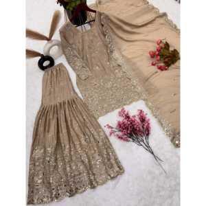 Conjunto de Traje de Fiesta Elegante para Mujer, Top, Pantalón y Dupatta - Product Image 4