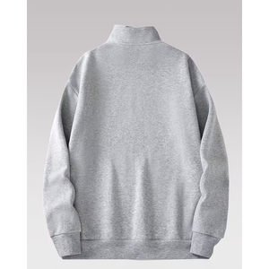 Men's Streetwear Half Zip Pullover Oversized <b>Mock</b> <b>Neck</b> Sweatshirt Plain Cotton Custom Logo Winter Fleece <b>Top</b> - Product Image 4