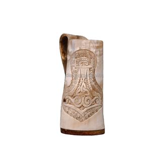 Taza de cuerno para beber vikingo artesanal de primera calidad Cuerno de búfalo pulido para amantes de la cerveza Vino Ale - Product Image 1